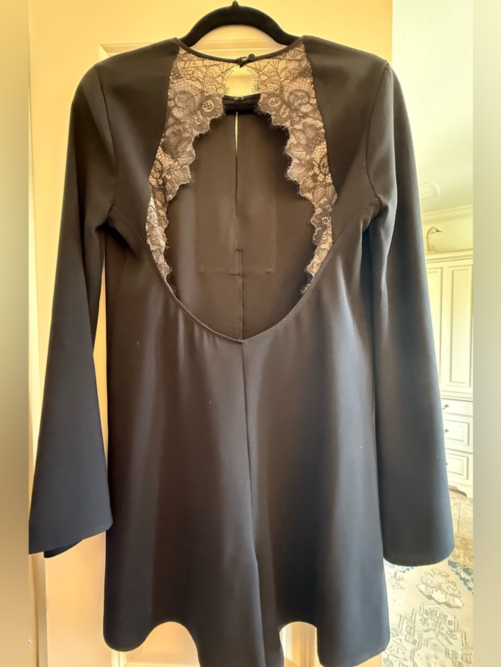 BCBG Maxazria Elegant Black Long-Sleeve Romper (fits xxs to a small)